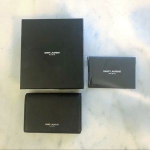 Saint Laurent Card Wallet (Black Grained Leather)